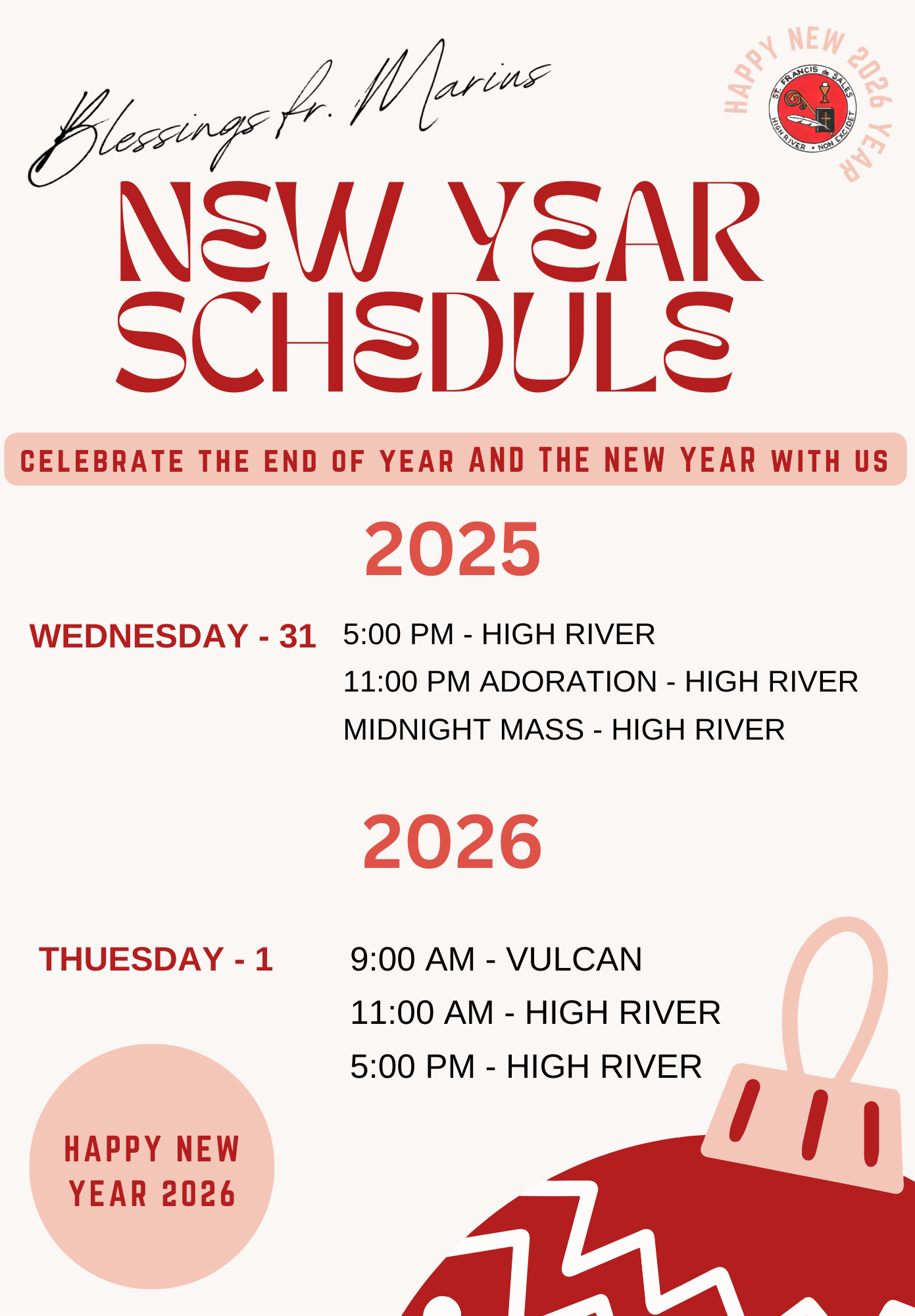 NEW YEARS SCHEDULE 16 x 23 cm 1